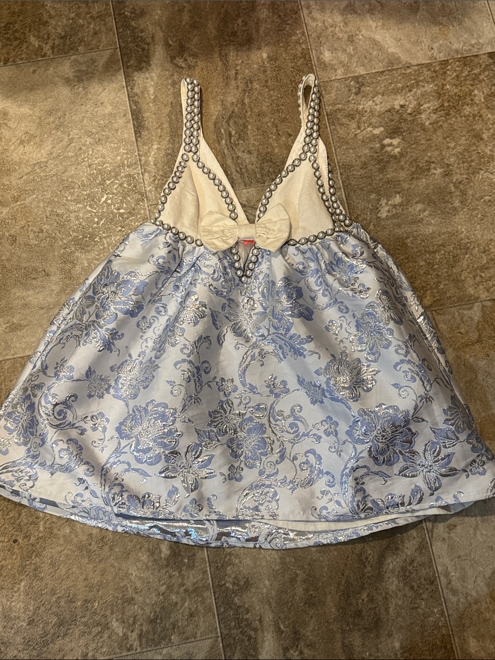 Free People Jacquard Embellished Baby Doll Mini Dress